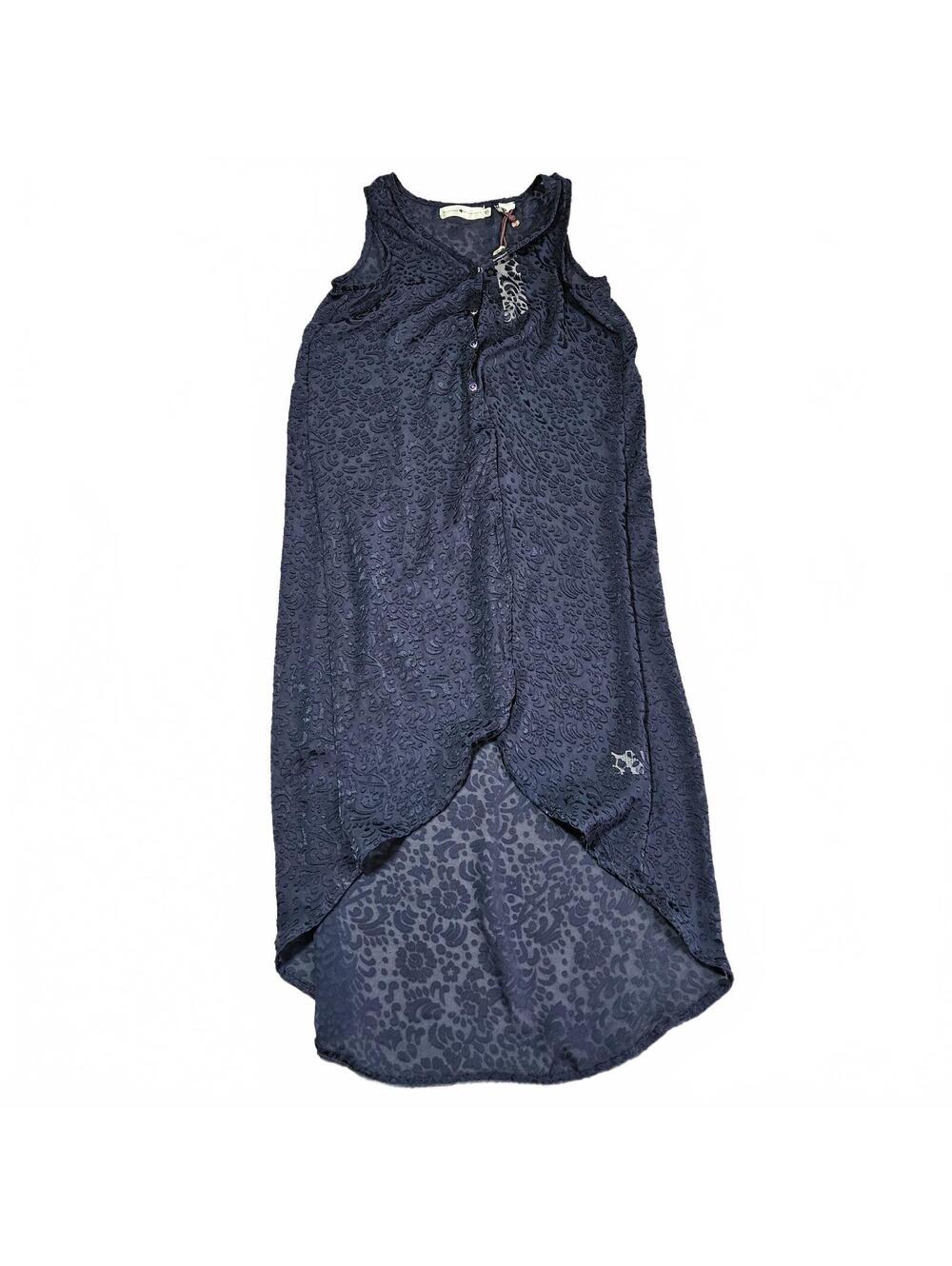Rancho Estancia XL/XXL Blue Embroidered Sleeveless Hi-Low Duster Vest Equestrian